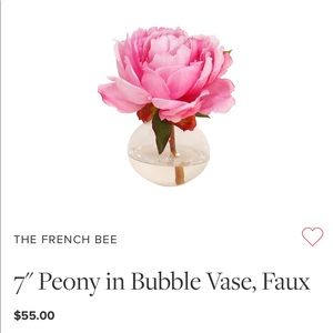 7" Faux Peony in Bubble Vase